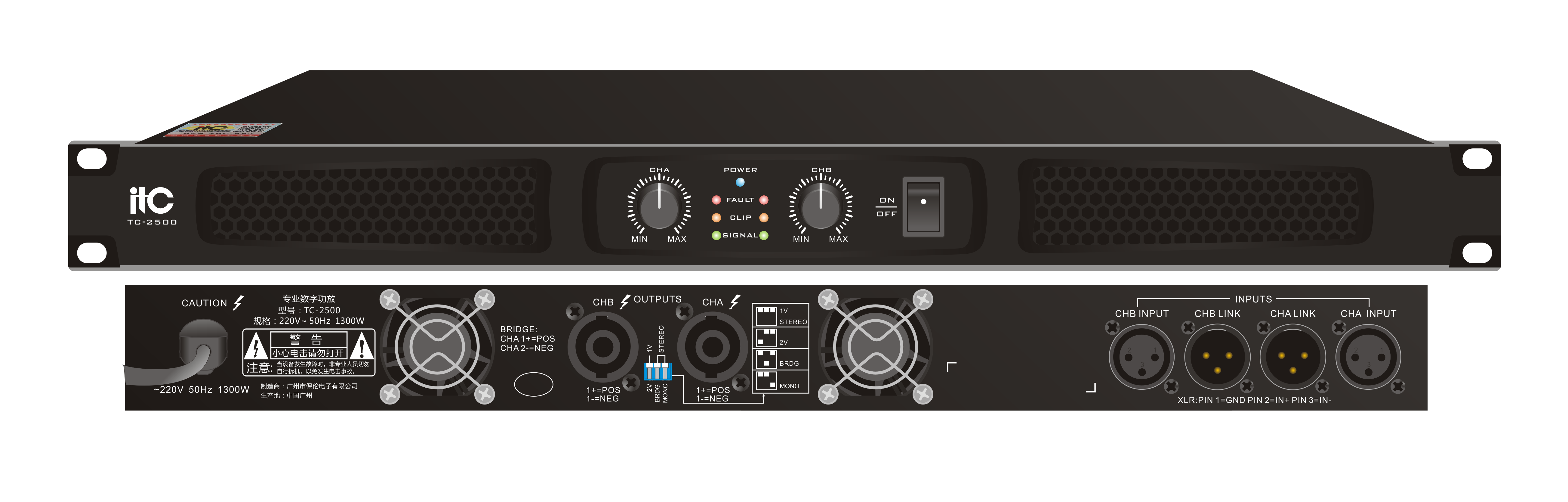 Усилитель ITC TS-500PI 2-канальный усилитель, 2х500W / 8 Ом, версия 2 TS-500PI v.2